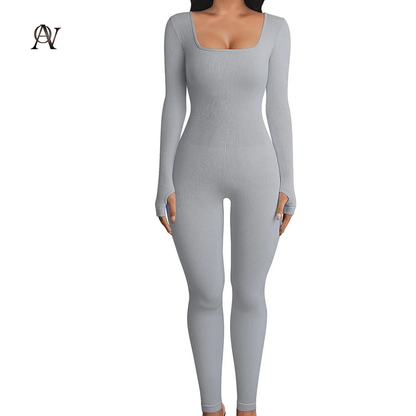 Women's Seamless Long-Sleeve Yoga Jumpsuit