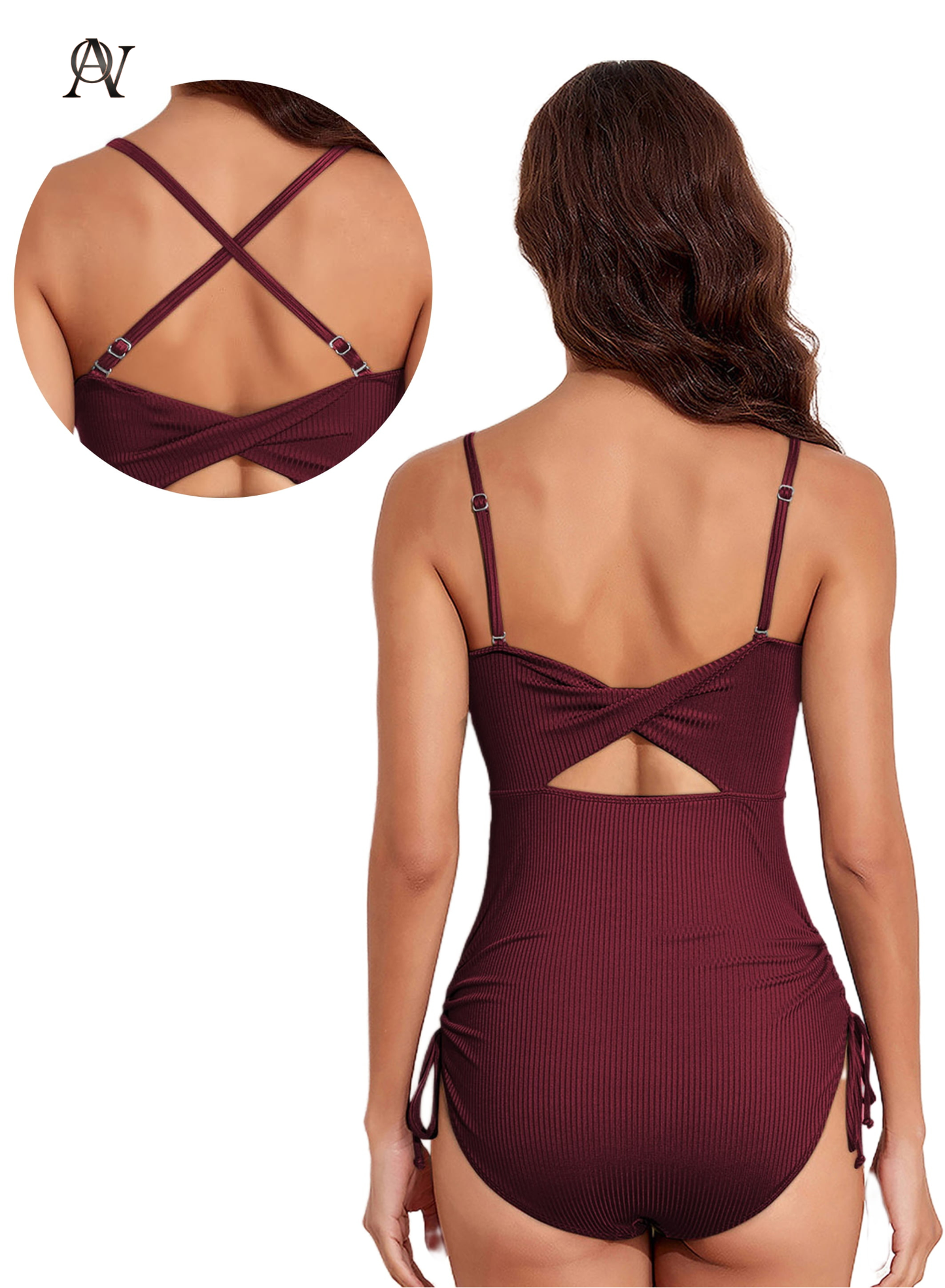 Women's one-piece swimsuit, brown, size 2XL