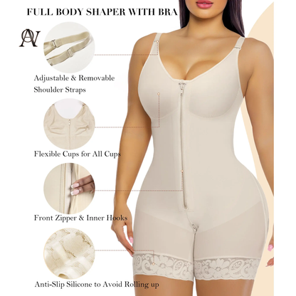 Women’S YIANNA Fajas Colombianas Shapewear Tummy Control Butt Lifter Shaper with Zipper Crotch Detachable Shoulder Strap Springstatements